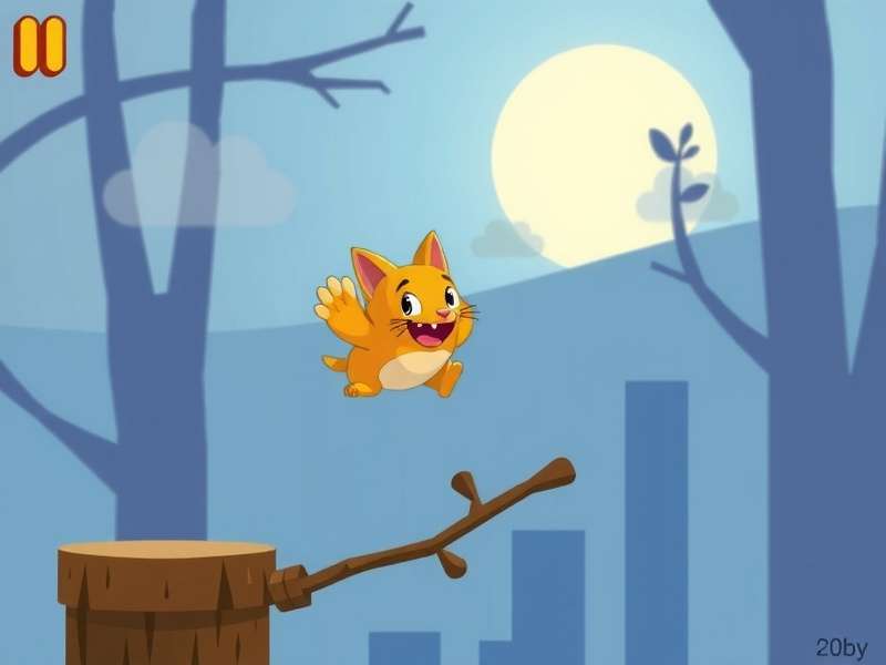 Cat playing with a bird-like feather toy, reminiscent of Flappy Bird gameplay