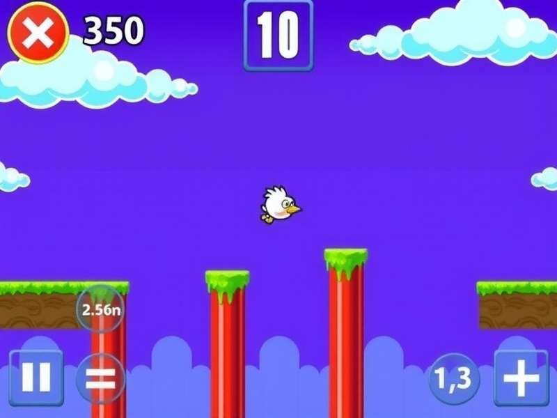 Smartphone playing Flappy Bird game with high score