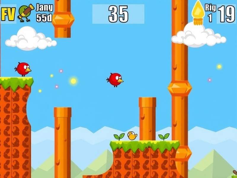 Flappy Bird game screenshot showing bird and pipes