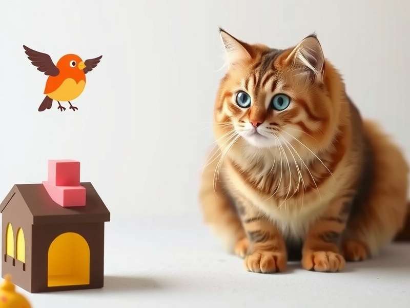 A playful cat pawing at a tablet screen displaying a bird animation