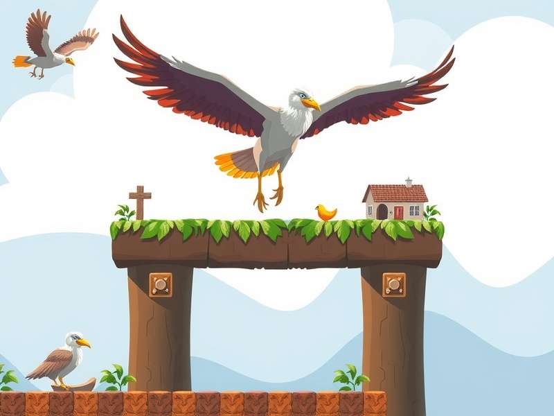 Screenshot of Flappy Bird gameplay showing the bird between green pipes