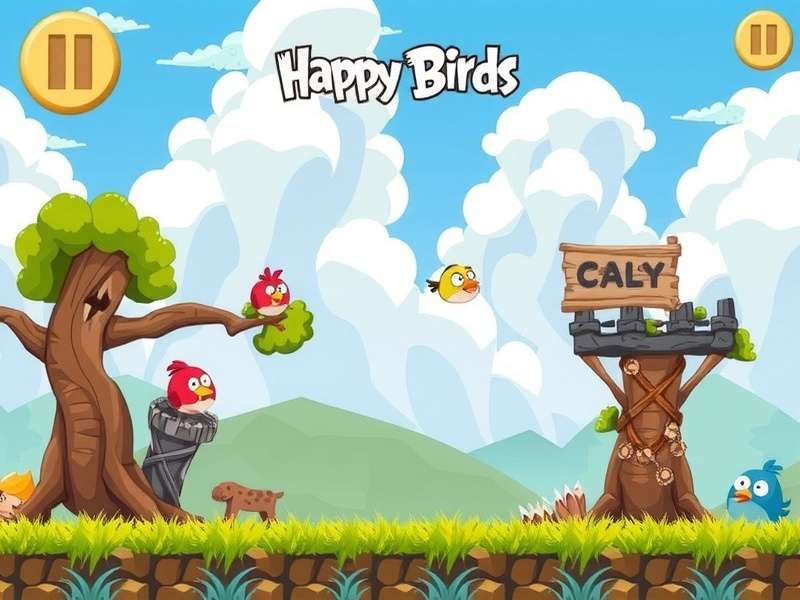 Happy Bird gameplay screenshot showing a bird navigating green pipes