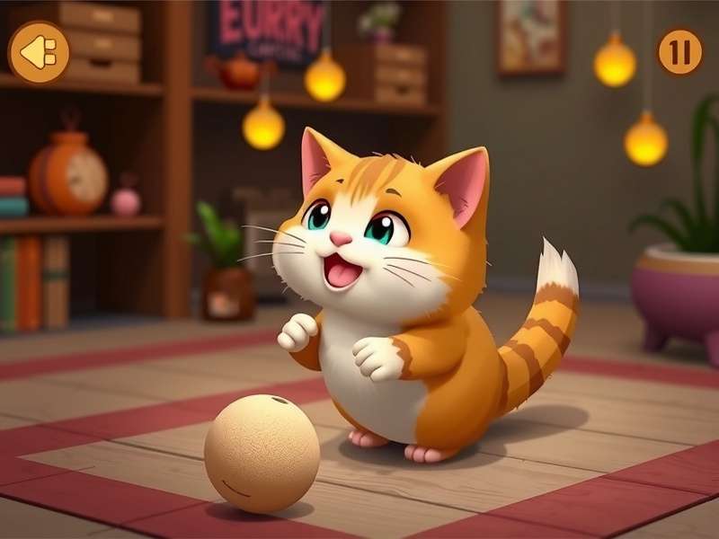 Cat playing enthusiastically with a chirping bird cat toy