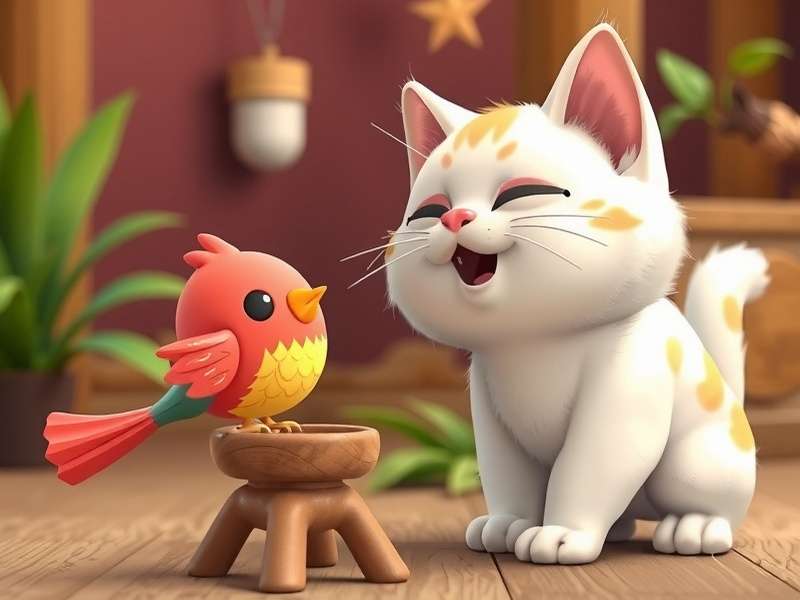 Chirping Bird Cat Toy with realistic bird design and interactive features