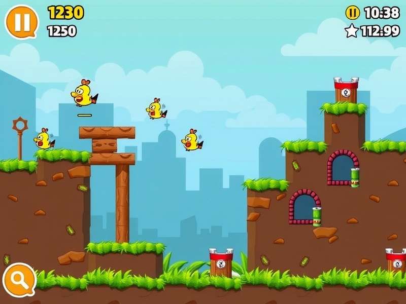 Close-up of a yellow bird in flight against a blue sky, representing Flappy Bird gameplay