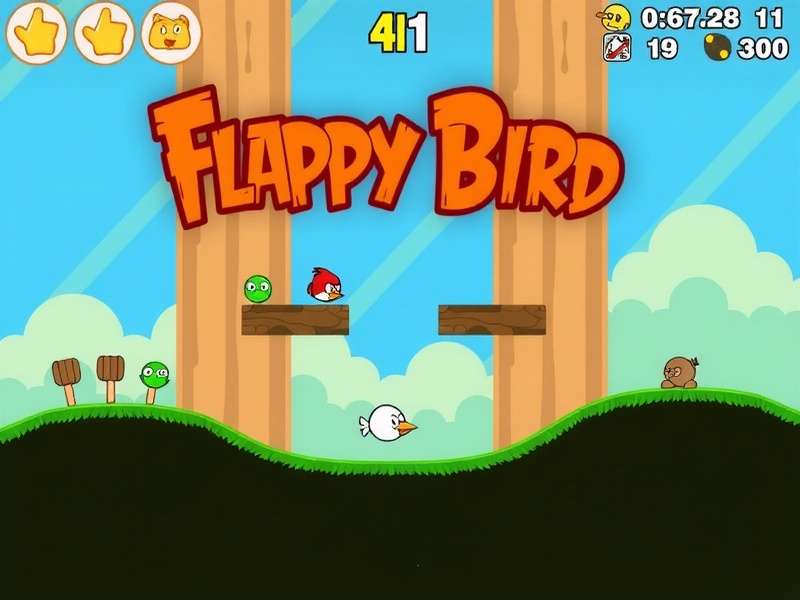 Flappy Bird game screenshot showing bird and pipes
