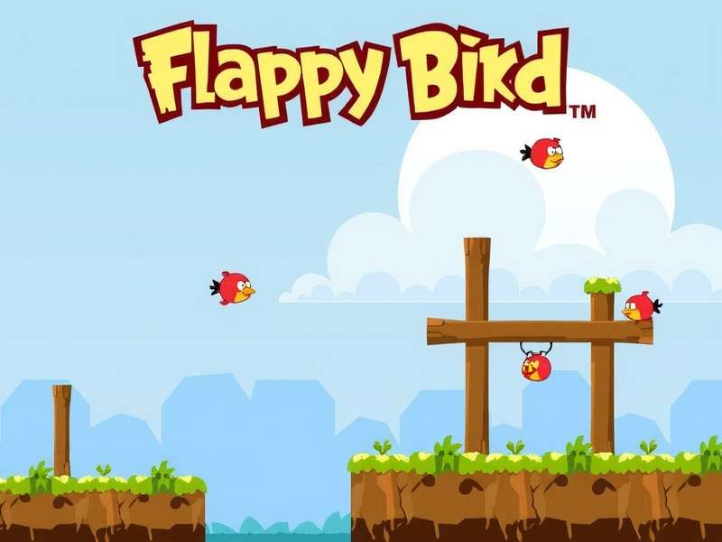 Flappy Bird Gameplay Screenshot showing the yellow bird between green pipes