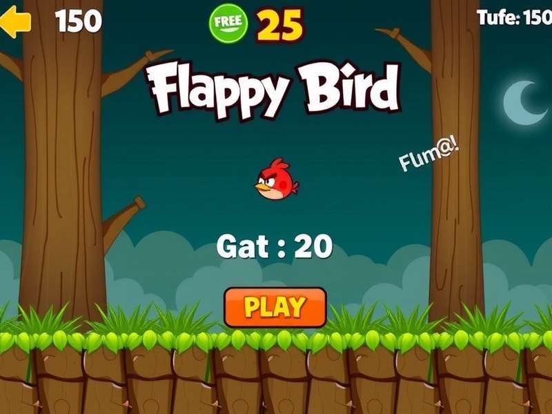 Flappy Bird game screenshot showing a bird flying through pipes