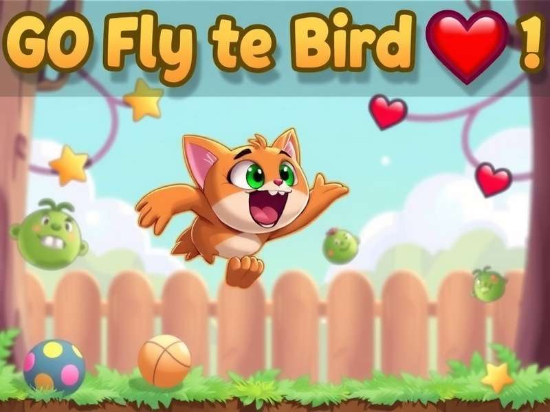 A cat playing with a feather toy resembling the Flappy Bird character