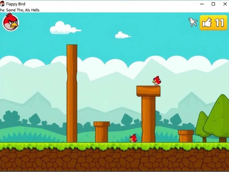 Scratch programming interface with Flappy Bird game code blocks