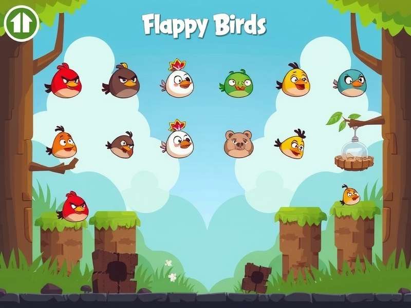 Collection of Flappy Bird game sprites and assets including the bird, pipes, and backgrounds
