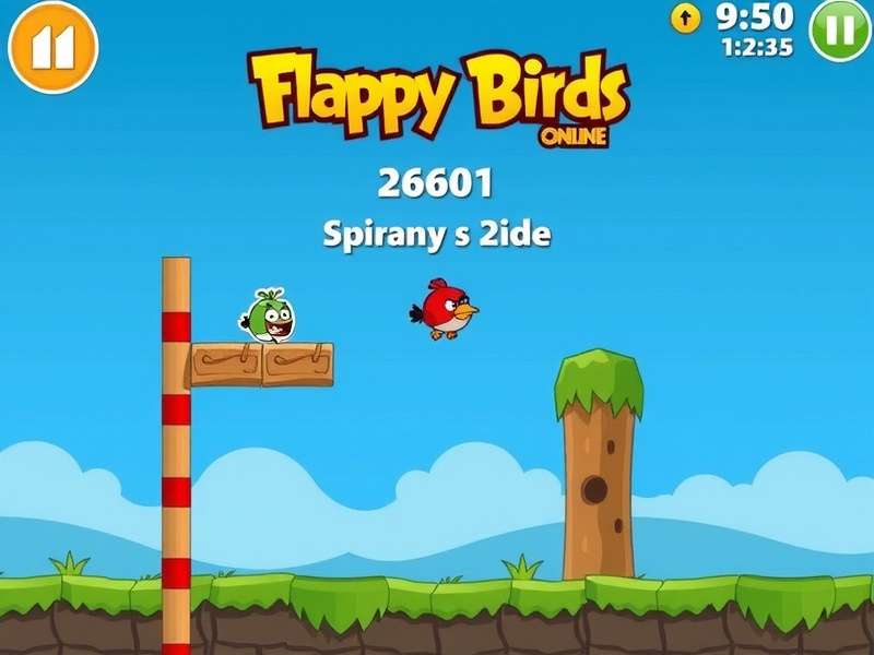 Flappy Bird Online gameplay screenshot with pipes and bird
