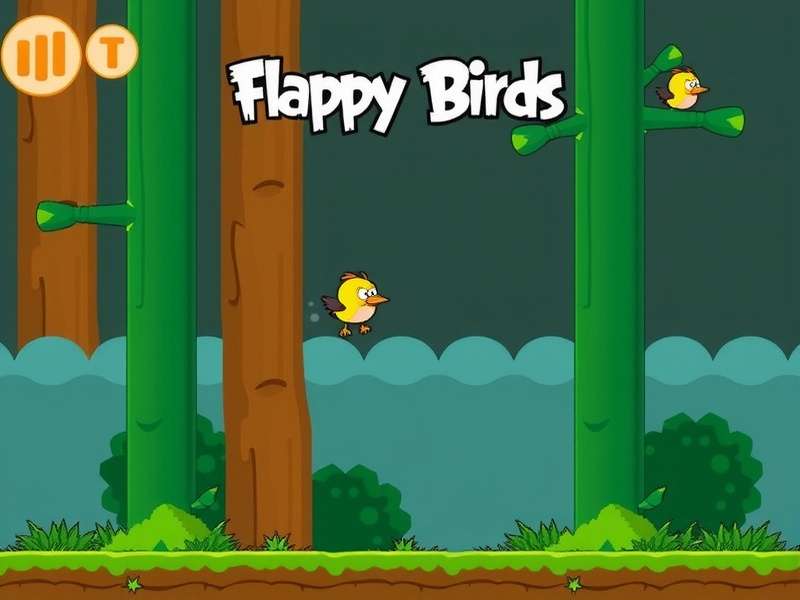 Flappy Bird sprite sheet showing Faby, pipes, background clouds, and ground segments in original pixel art style