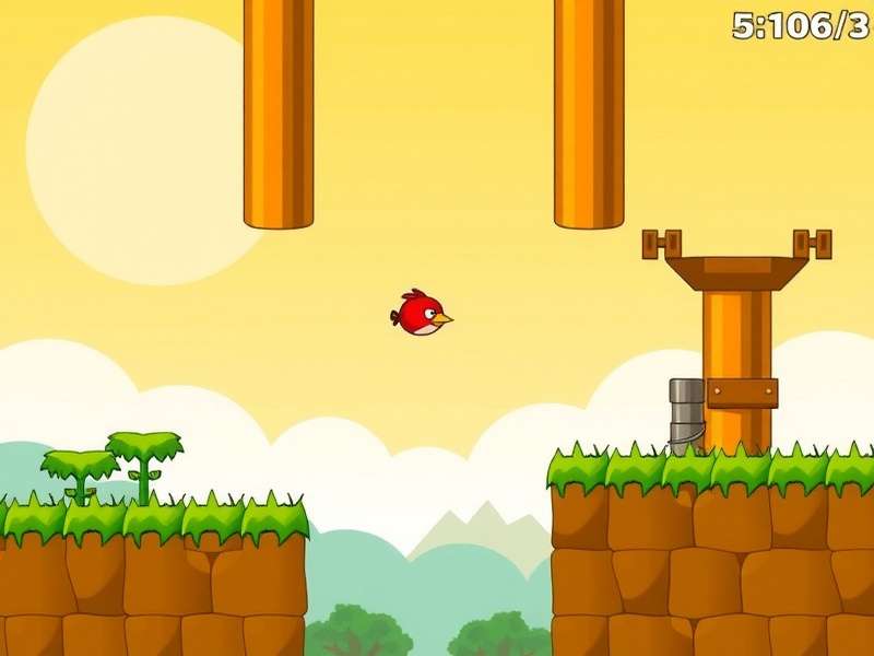 Flappy Bird game built with Python and Pygame showing the bird, pipes, and score on a sunny background