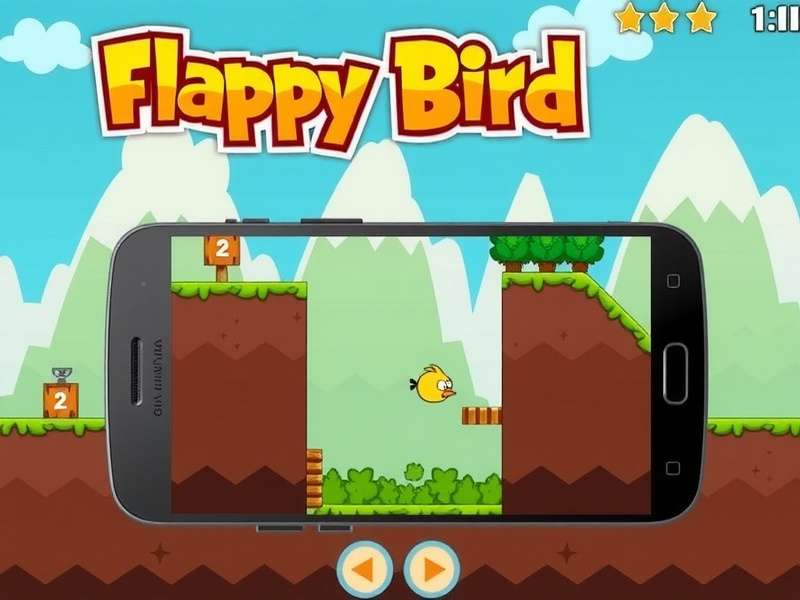 Flappy Bird Apk Original Version running on Android phone with classic green pipes and yellow bird