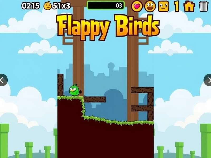 Flappy Bird Gamemaker Studio editor showing game sprites, code snippets, and live gameplay preview