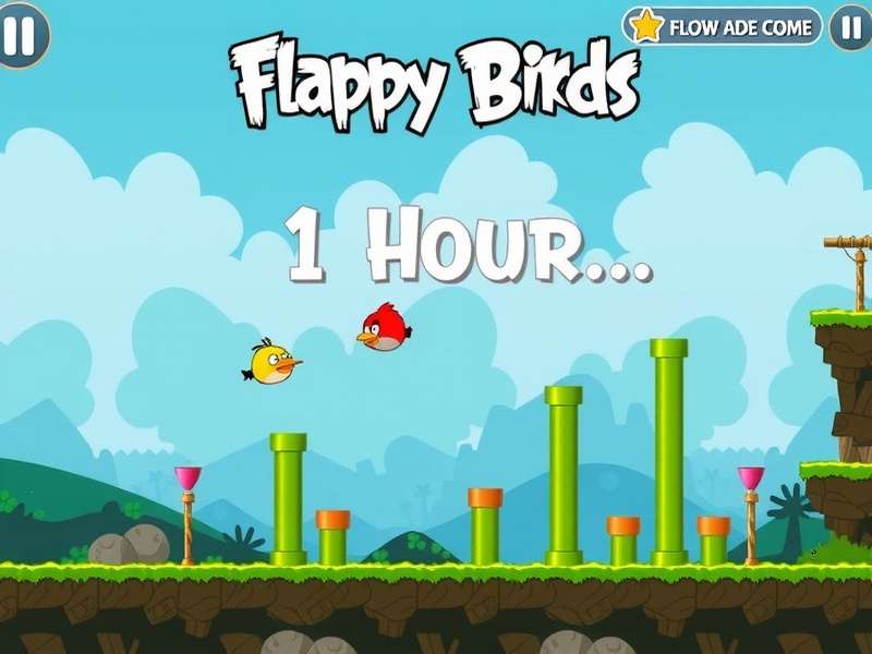 Flappy Bird 1-hour gameplay physics diagram showing gravity arc and pipe spacing