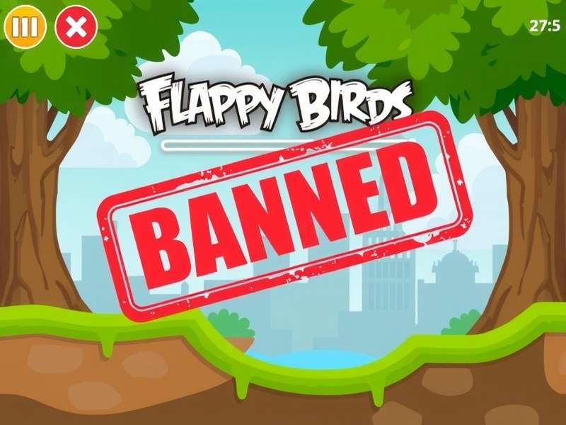 Flappy Bird Game Banned news header showing the iconic bird and ban symbol