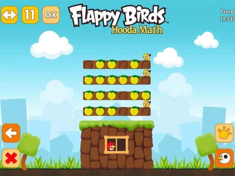 Flappy Bird Hooda Math gameplay visual showing the iconic bird and pipes