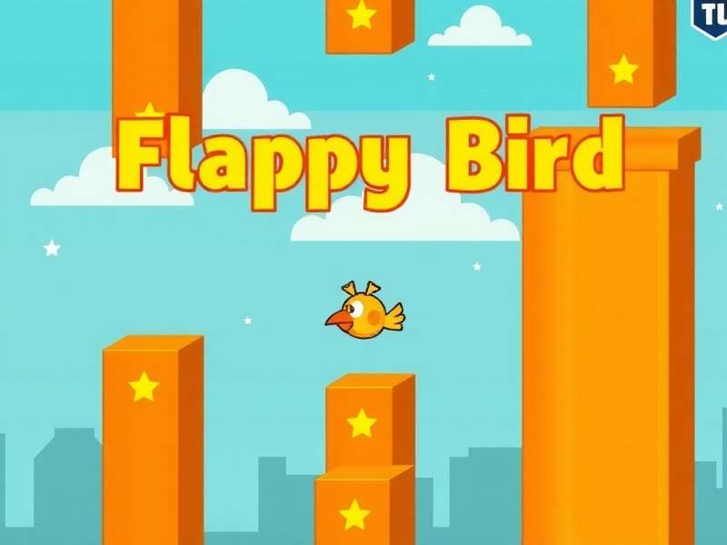 Flappy Bird game screenshot showing classic pipe obstacle gameplay with the iconic bird